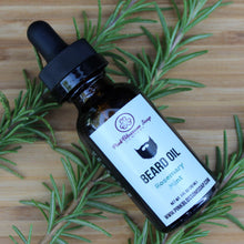 Load image into Gallery viewer, Rosemary Mint Beard Oil 1 oz placed on top of rosemary stems